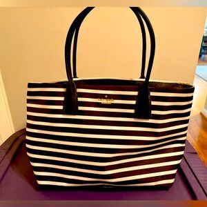 Kate Spade Black and White Striped Tote
